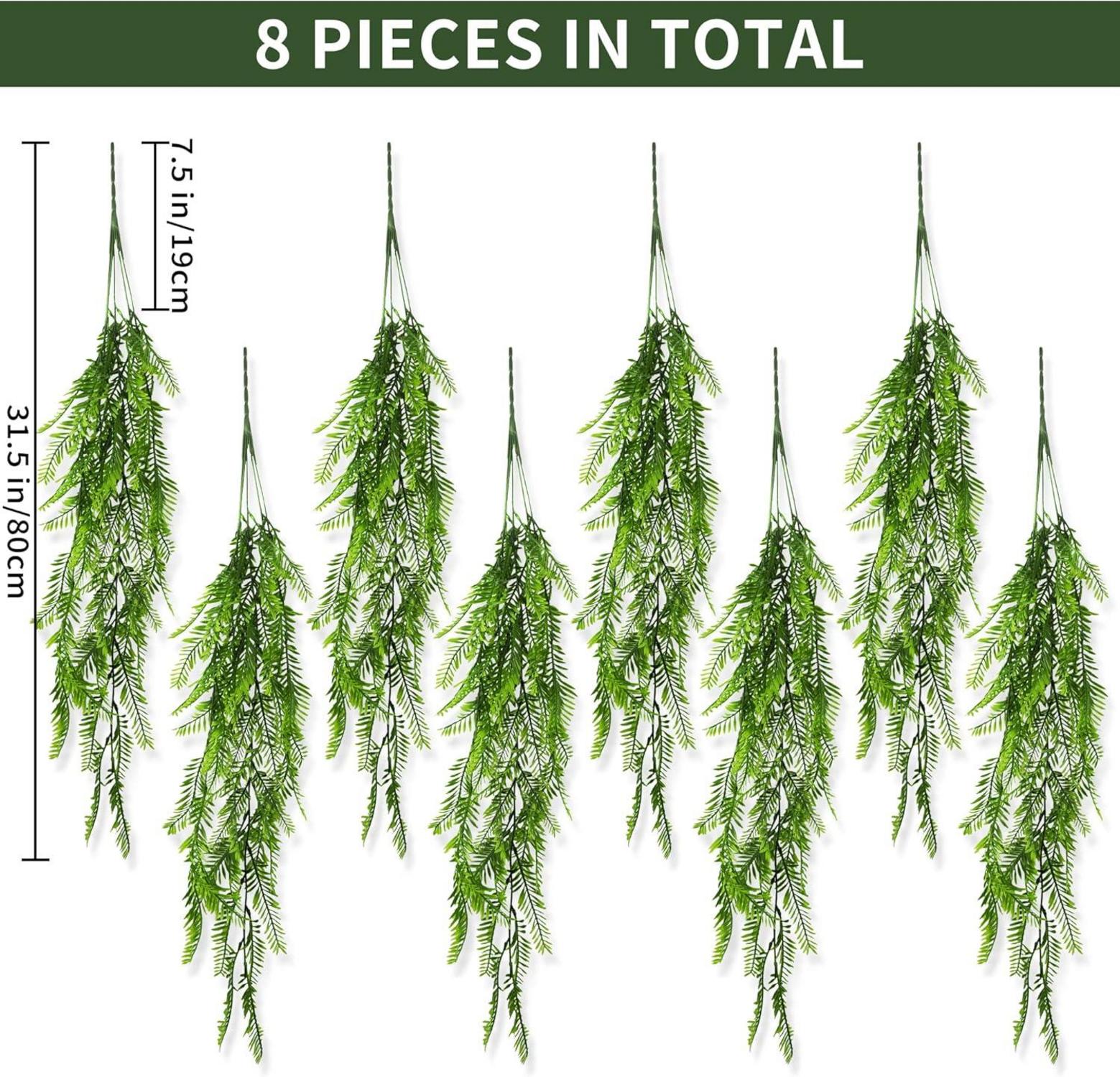 8er Set Künstliche Hängepflanzen Farn Grünpflanzen