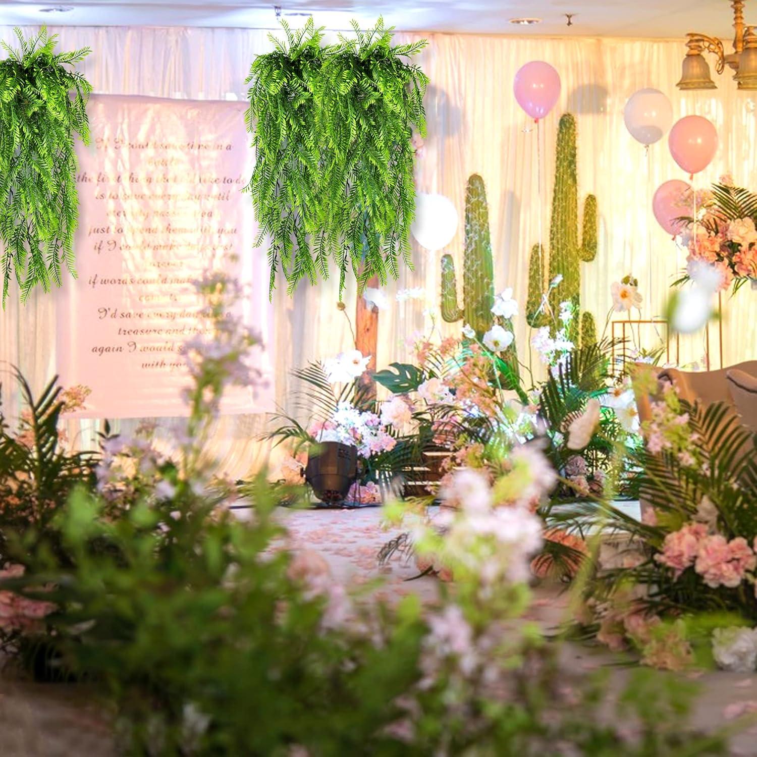 8er Set Künstliche Hängepflanzen Farn Grünpflanzen Wetterfest Deko