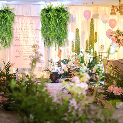 8er Set Künstliche Hängepflanzen Farn Grünpflanzen Wetterfest Deko