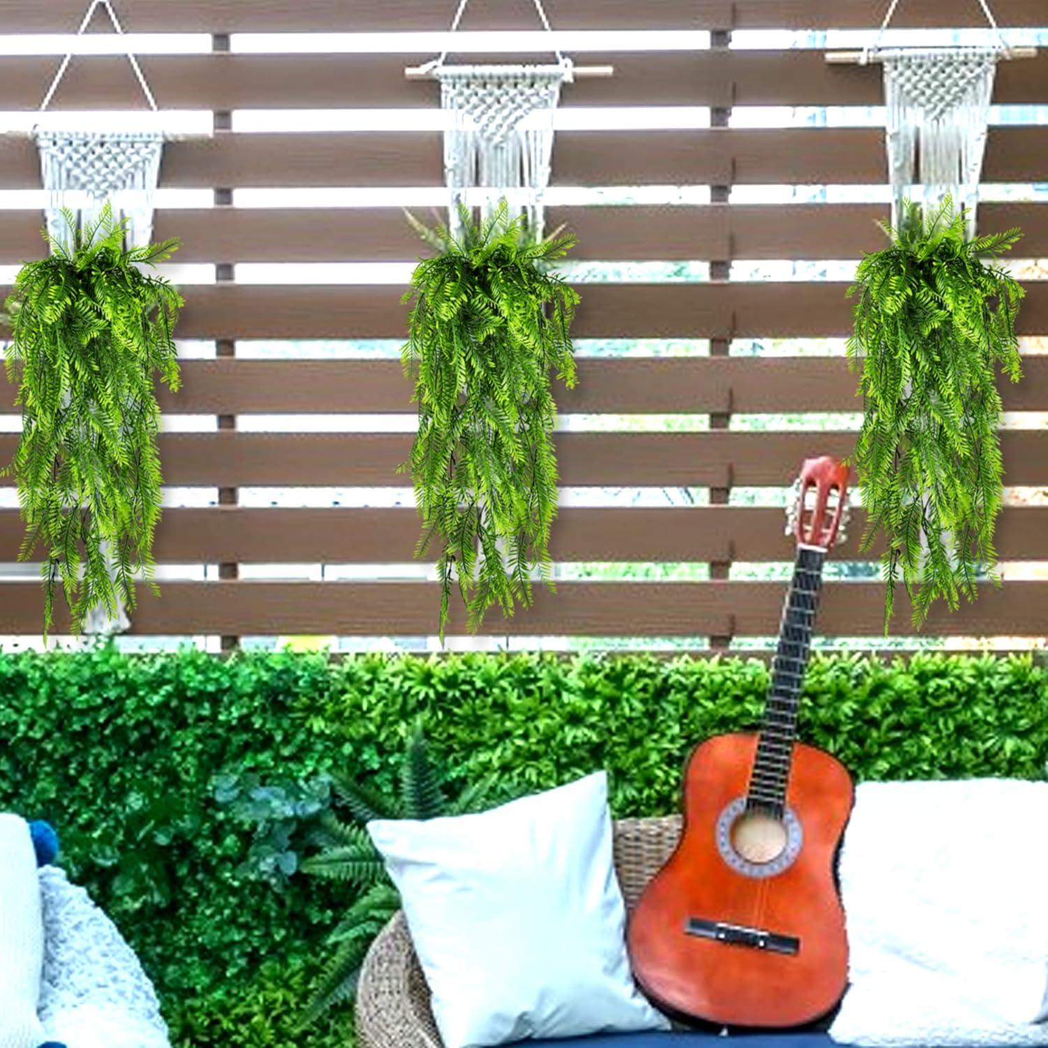 8er Set Künstliche Hängepflanzen Farne Grün Wetterfest Deko - Innen