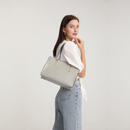 Miss Lulu Damen Handtasche Schultertasche Elegant Grau PU