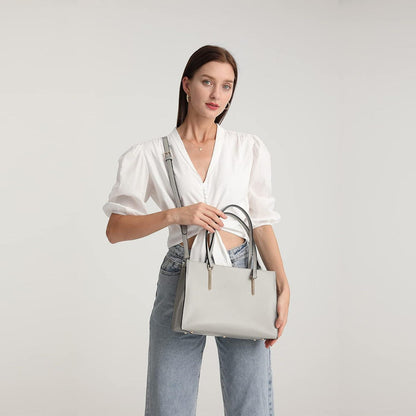Miss Lulu Damen Schultertasche Handtasche Elegant PU Leder Umhängetasche Grau