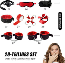 BDSM Fesselset 28-teilig Handschellen Bett Peitsche
