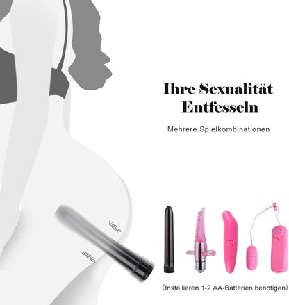 BDSM Sexspielzeug Set 28-teilig Handschellen Peitsche Augenmaske Rot