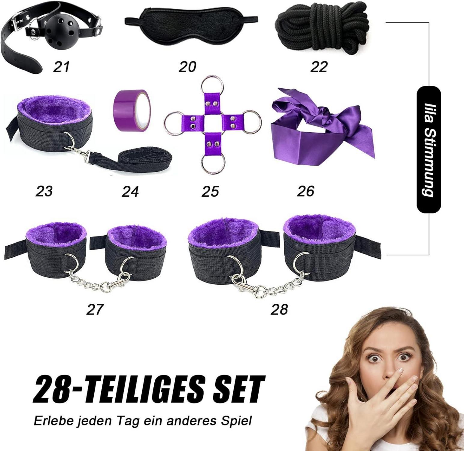 BDSM Fesseln Set 28-teilig Handschellen Bett Sexspielzeug179