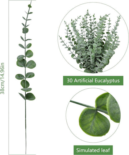 30 Stück Künstliche Eukalyptusblätter Zweige Deko Hochzeit