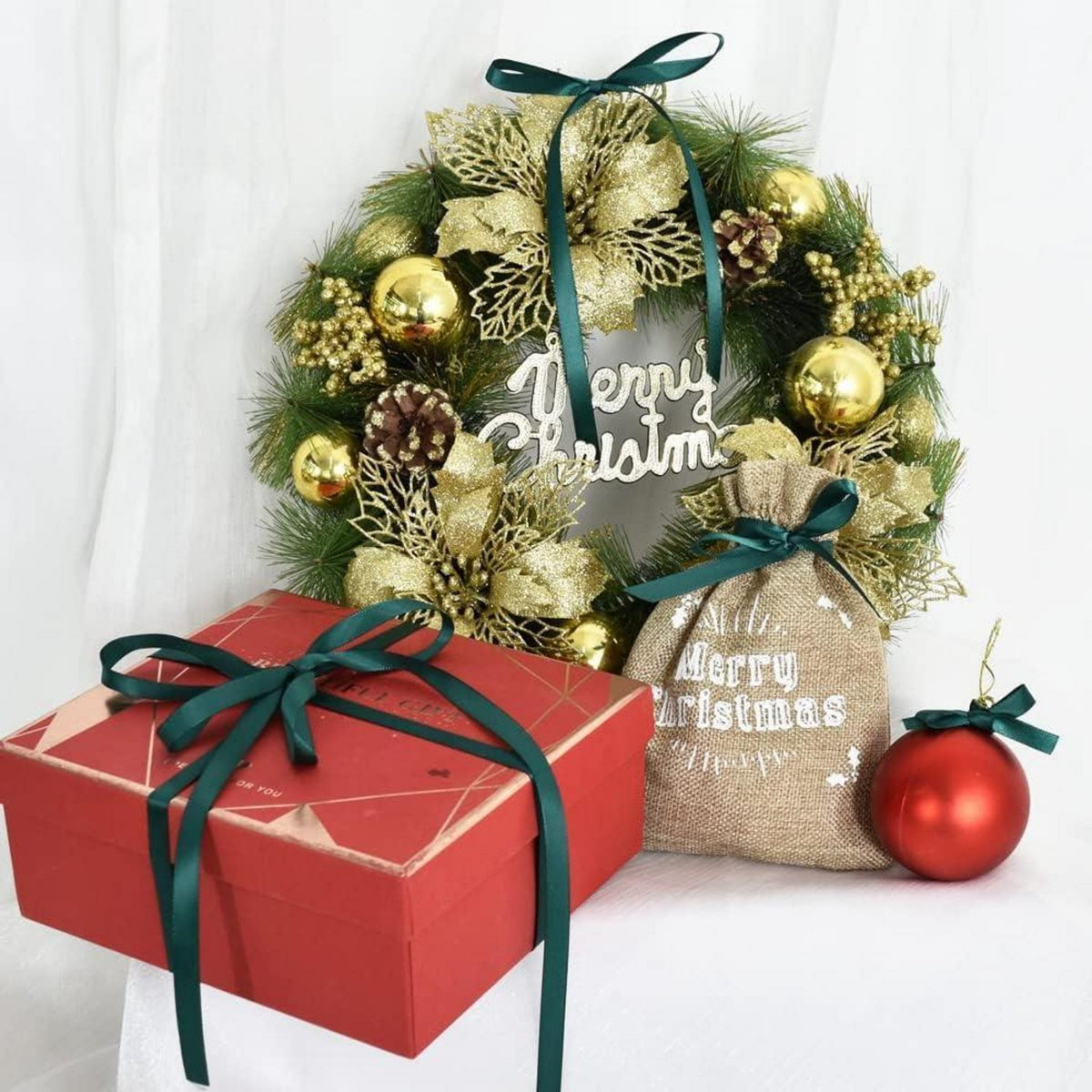 Satinband Weihnachtsgrün 10mm, 91m – Geschenkband für Deko & DIY