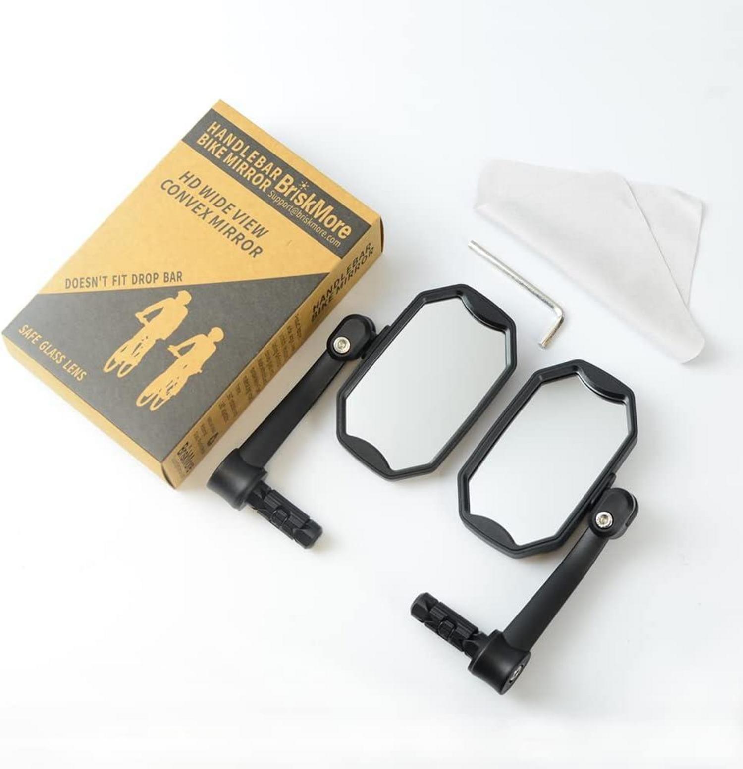 Fahrradspiegel BriskMore Bar End HD Konvexe Glaslinse E-Bike Sicherheit 1 Paar
