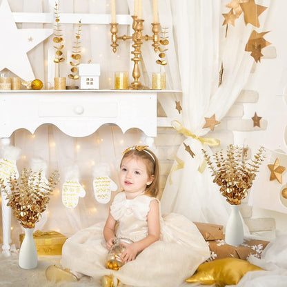 Künstliche Eukalyptus Zweig Gold Blätter Deko 20 Stück - Kunstpflanzen für Tischdeko Party Weihnachtsdeko