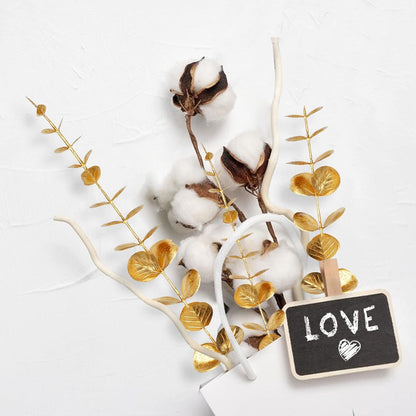 Künstliche Eukalyptus Zweig Gold Blätter Deko 20 Stück Kunstpflanzen