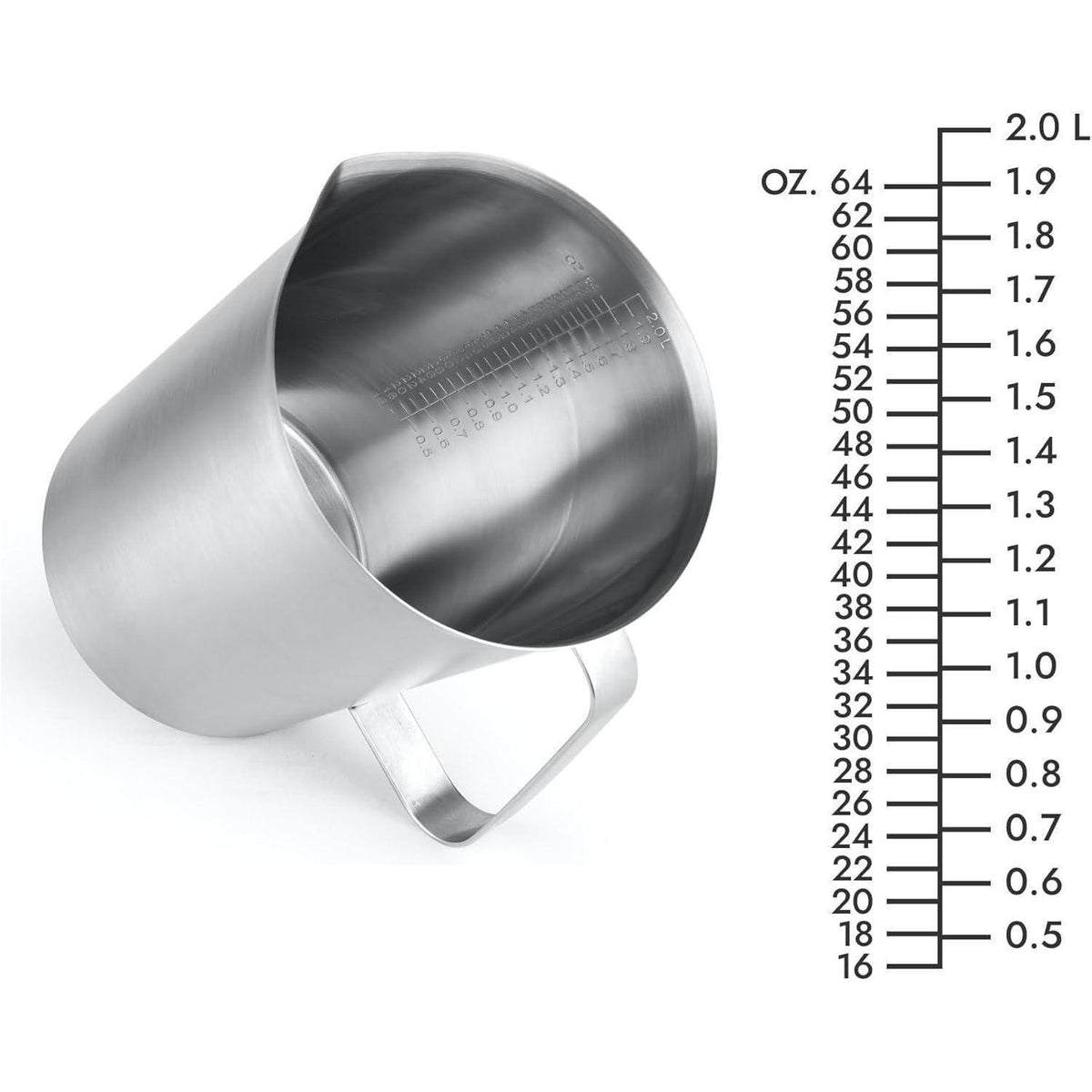 Edelstahl Messbecher 2000ml mit Ausguss – Präzise & Langlebig