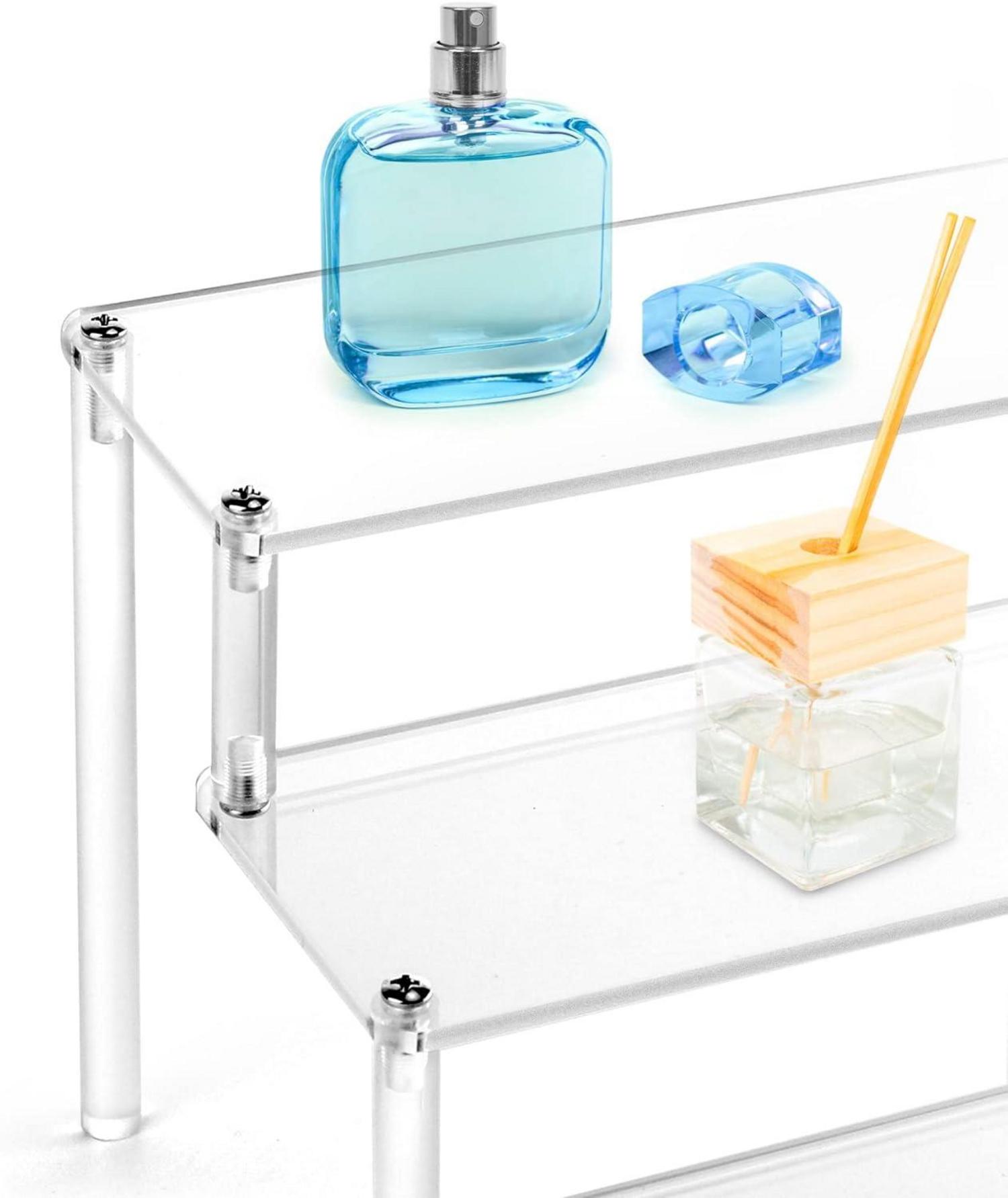 Acryl Display Ständer Transparent 3-Stufig 30x21x15cm 2 Stück
