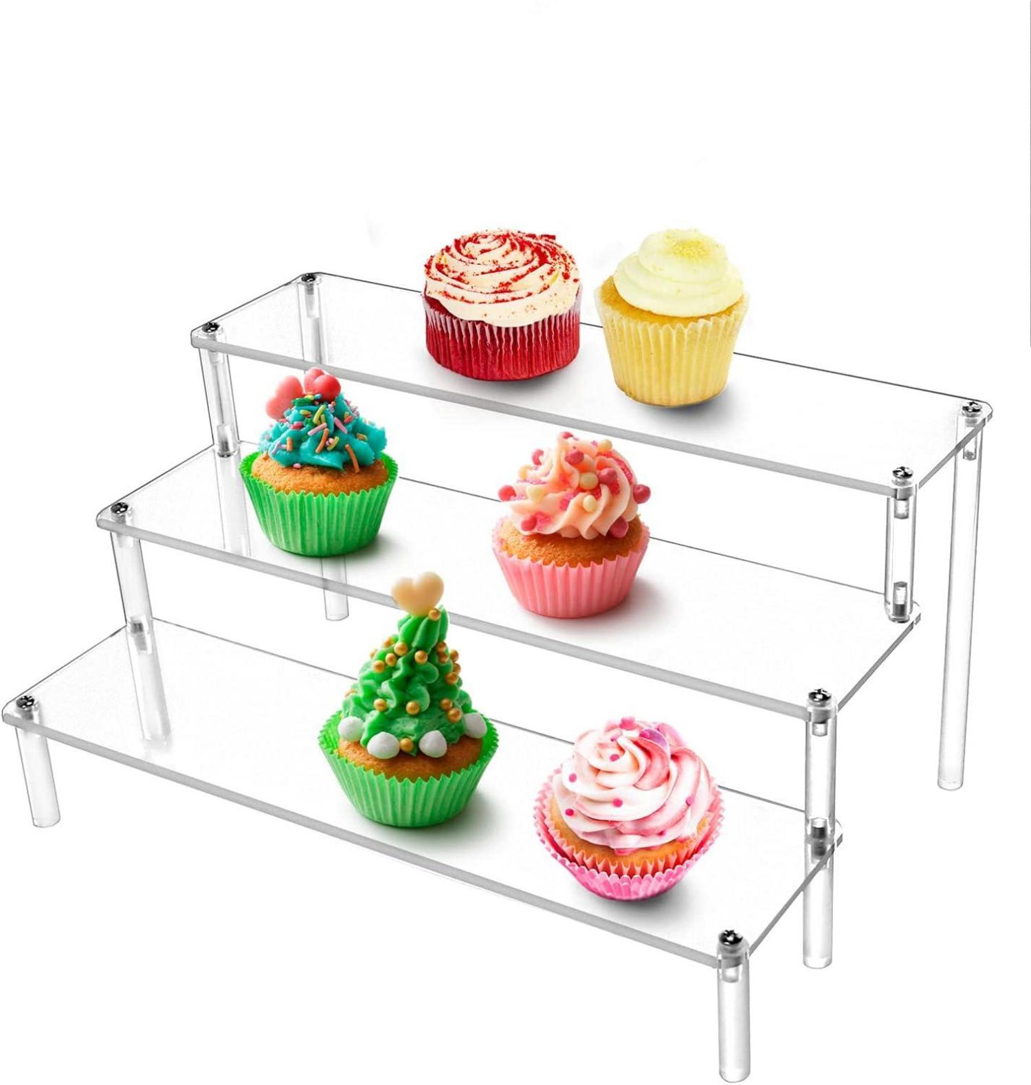 3-Stufiger Transparenter Acryl Display Ständer für Figuren Schmuck Cupcake