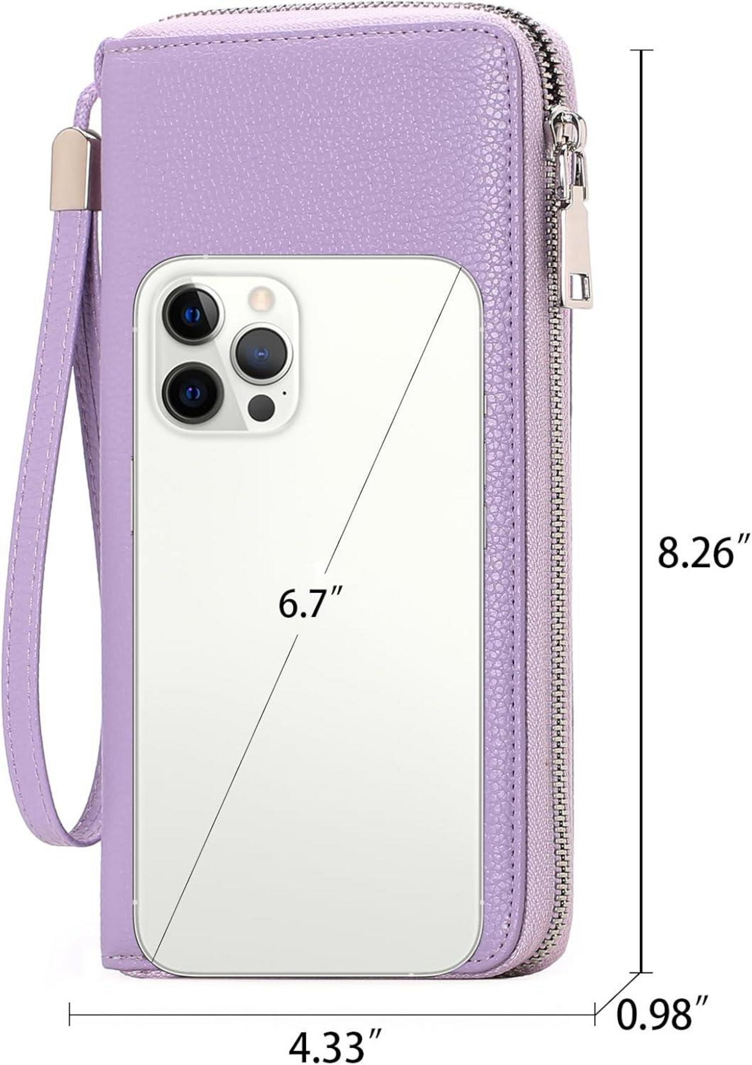Damen Geldbörse groß RFID Leder Geldbörsen Reißverschluss D17 Karten Lavendel