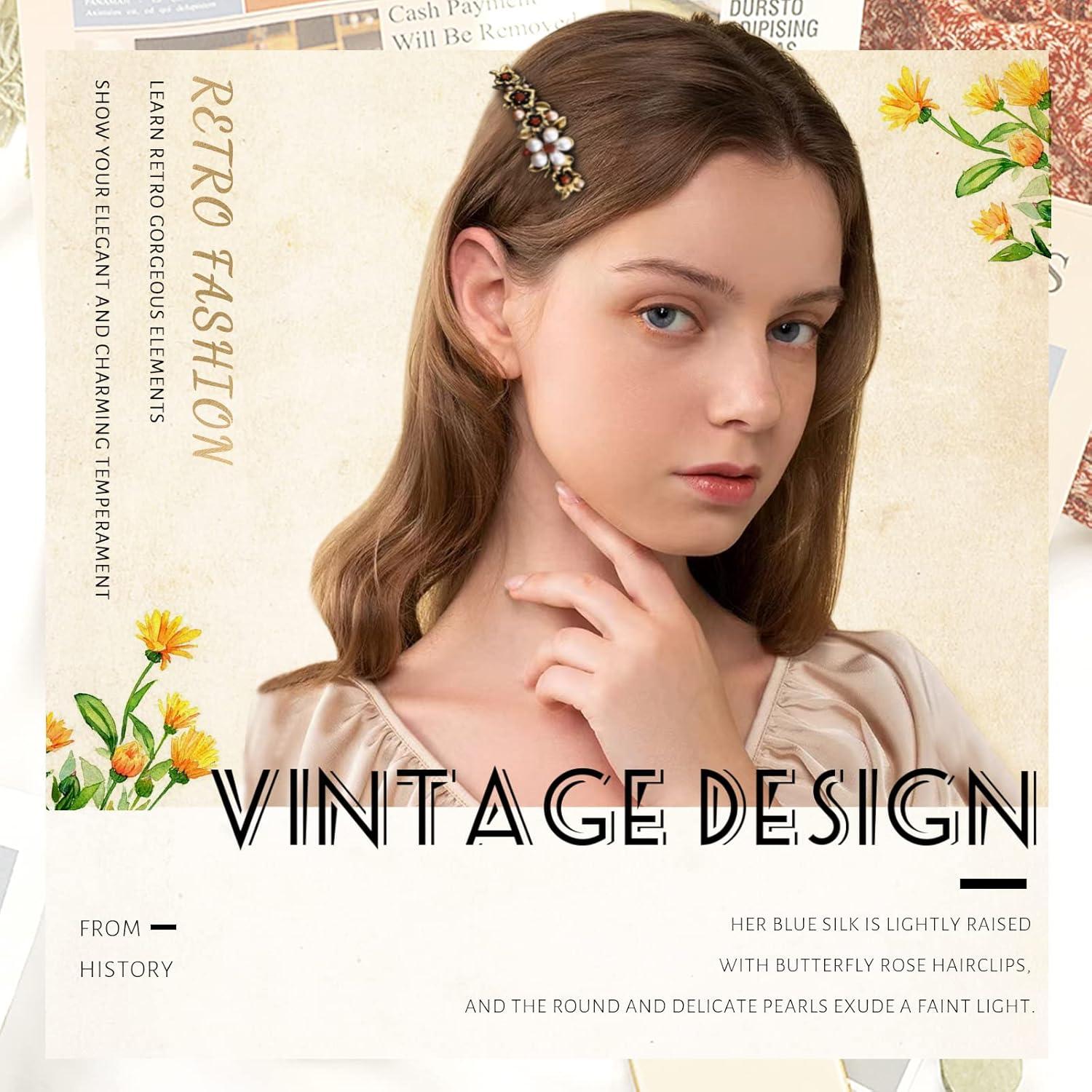 Automatische Haarspangen Damen Vintage Metall Blume Haarklammer Kristall Perle