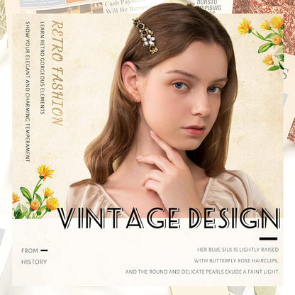 Automatische Haarspangen Damen Vintage Metall Blume Haarklammer Kristall Perle