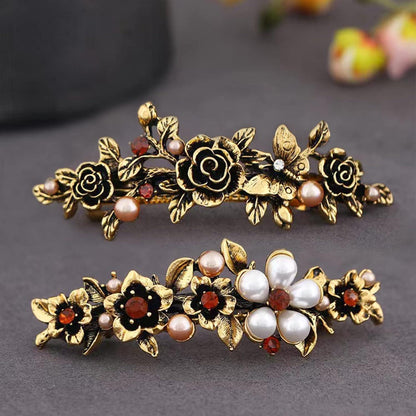 Automatische Haarspangen Damen Vintage Kristall Blume Haarklammer
