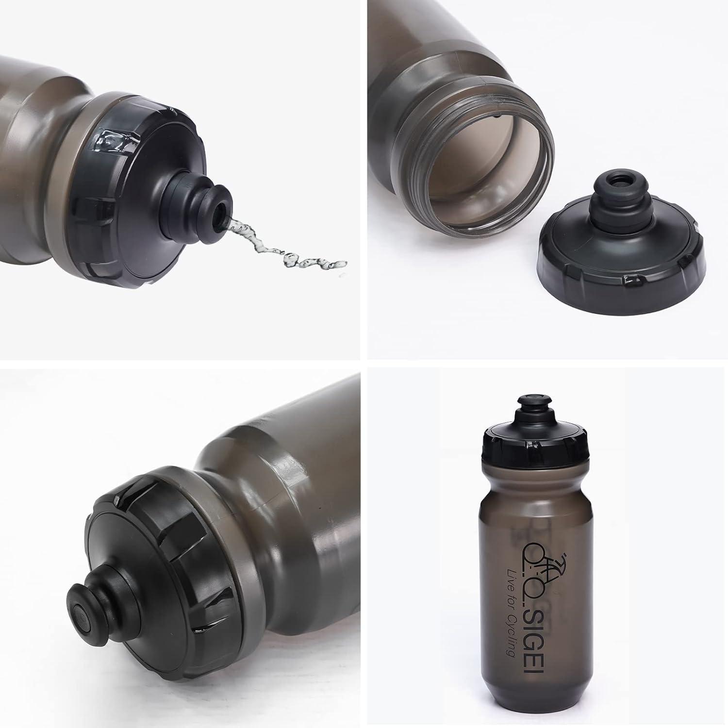 Fahrrad-Trinkflasche BPA-frei Auslaufsicher 610ml Transparent Schwarz (2er
