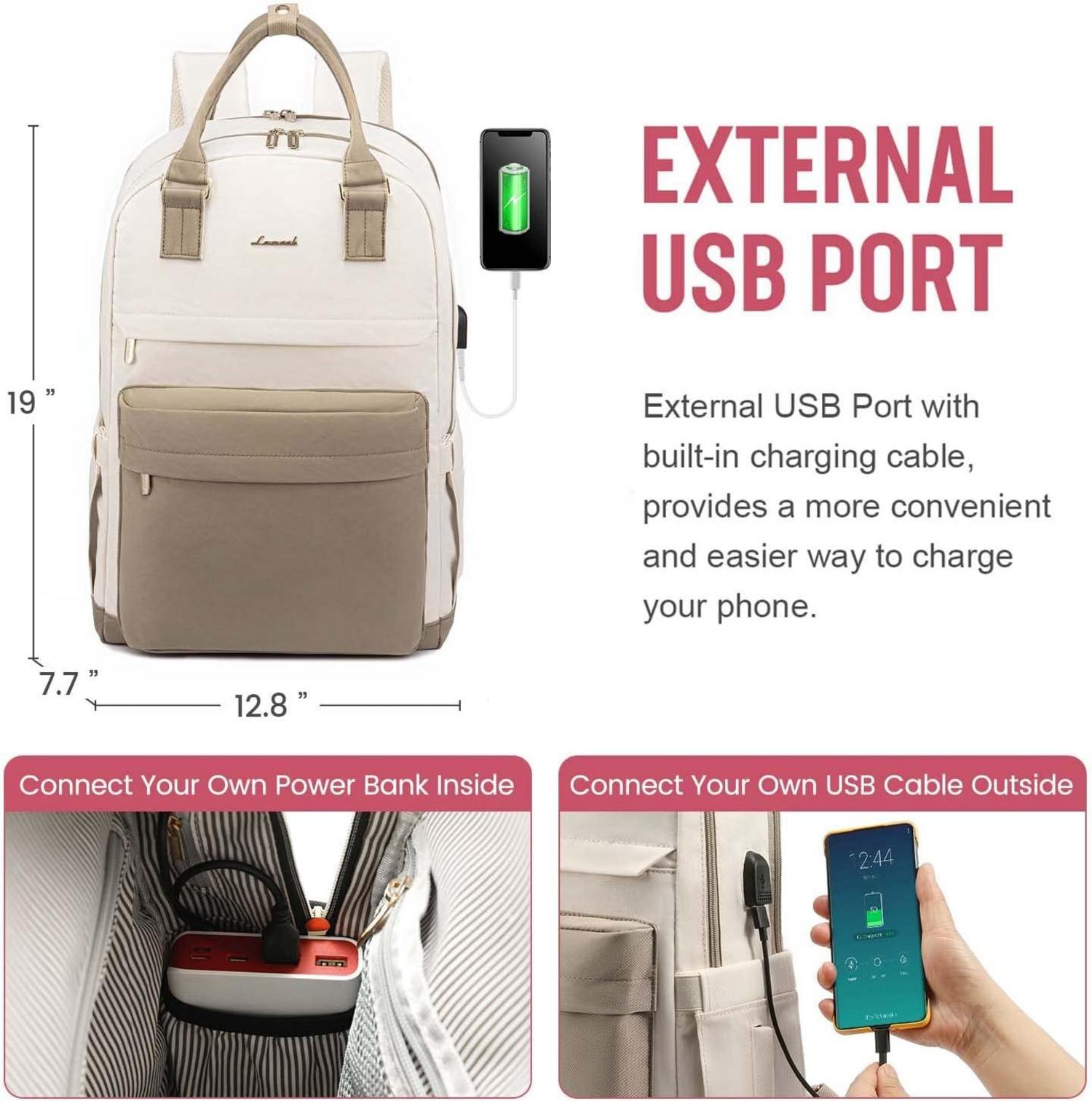 Rucksack Damen 17 Zoll Laptop Groß Schul Uni Arbeit Wasserdicht Khaki