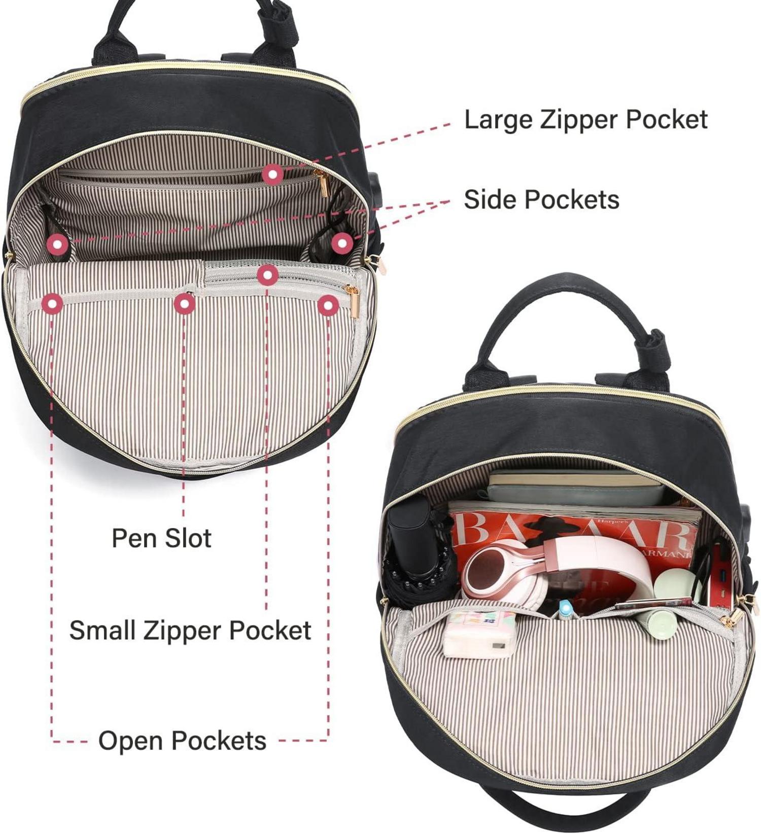 Rucksack Damen 15,6 Zoll Laptop Wasserdicht Uni Reisearbeit Schwarz