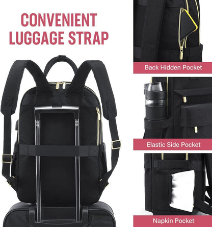 LOVEVOOK Damen Rucksack 15,6 Zoll Laptop Mädchen Wasserdicht Schwarz