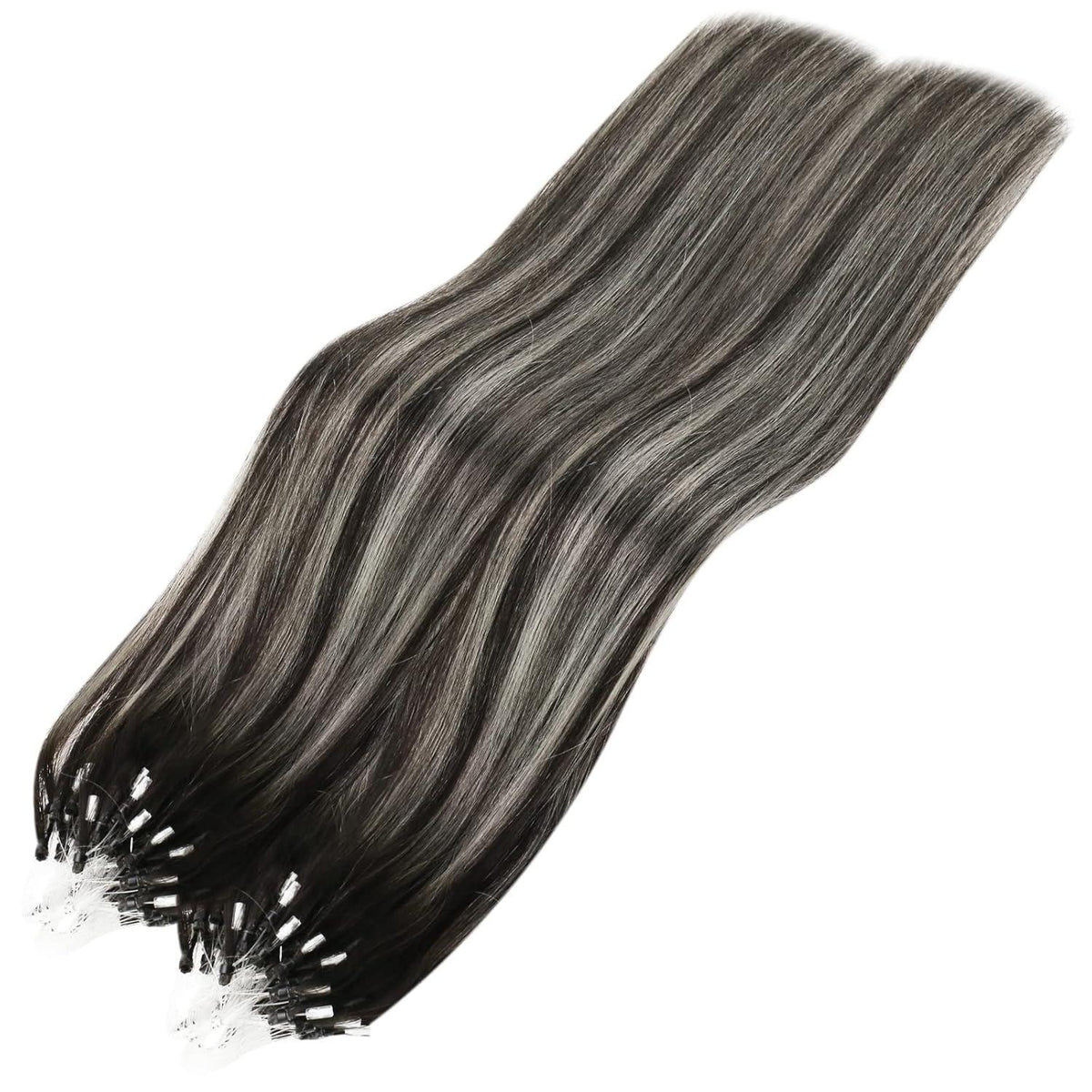Silber Ombre Microring Haarverlängerung 50cm - 1B/S/1B