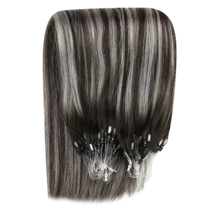 Silber Ombre Microring Haarverlängerung 50cm - 1B/S/1B