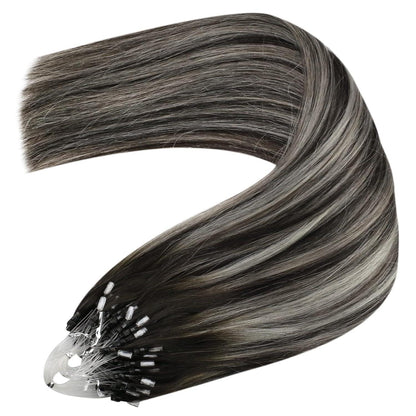 Silber Ombre Microring Haarverlängerung 50cm - 1B/S/1B