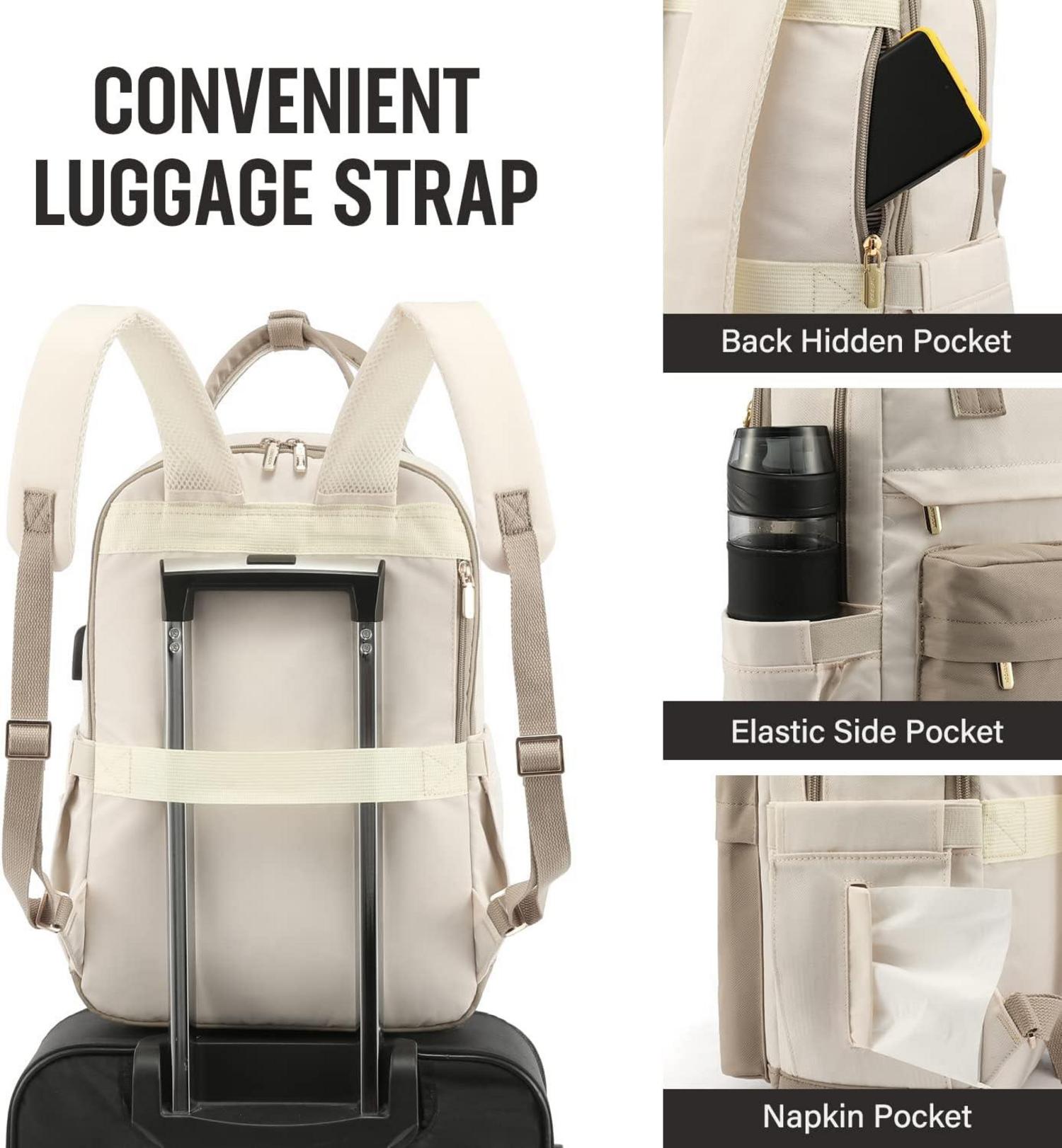 LOVEVOOK Rucksack Damen 15,6 Zoll Laptop Wasserdichter Daypack Khaki Beige