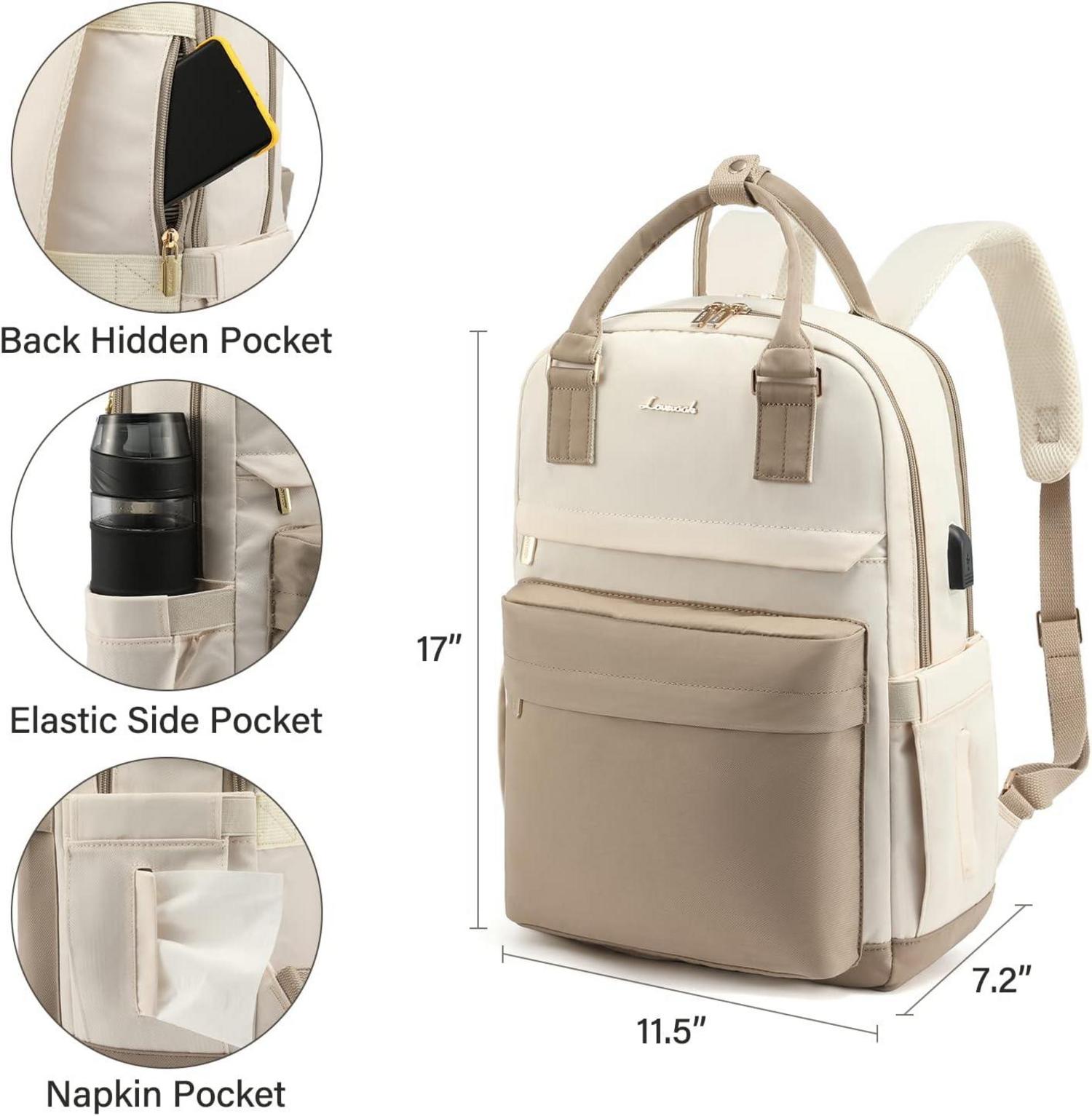 15,6 Zoll Laptop Rucksack Damen Wasserdicht Khaki Beige