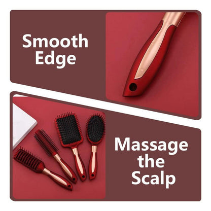 4-teiliges Haarbürsten-Set: antistatische Massage, ovale