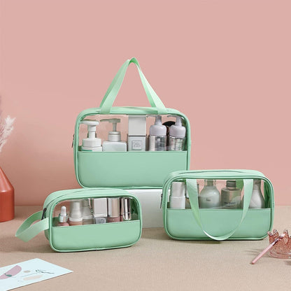 Transparente PVC Kosmetiktasche 3er Set Grün