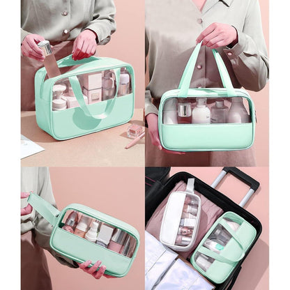 Transparente PVC Kosmetiktasche 3er Set Grün