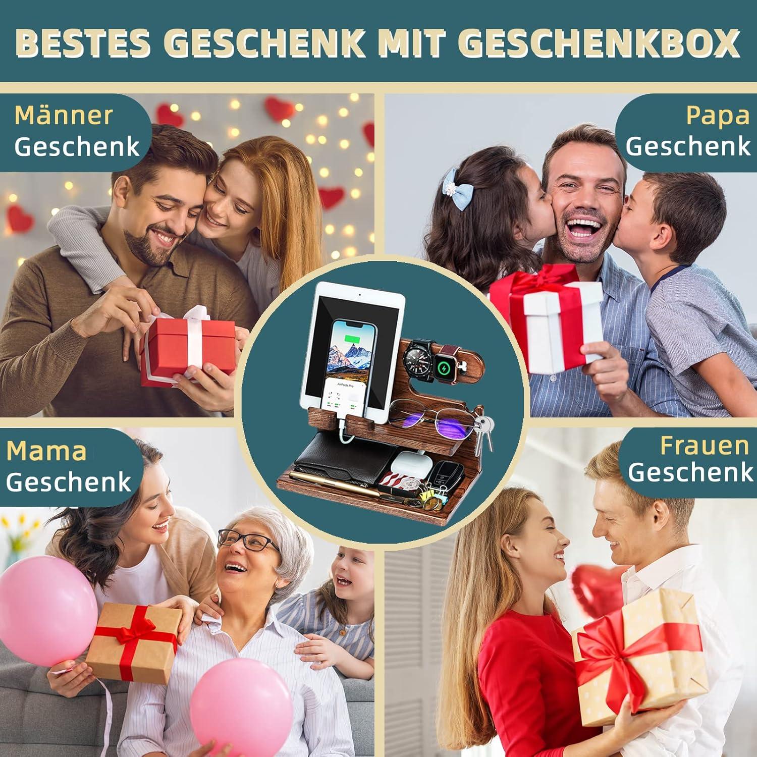 Holz Organizer Handy Dockingstation Geschenkset Weihnachten Mann