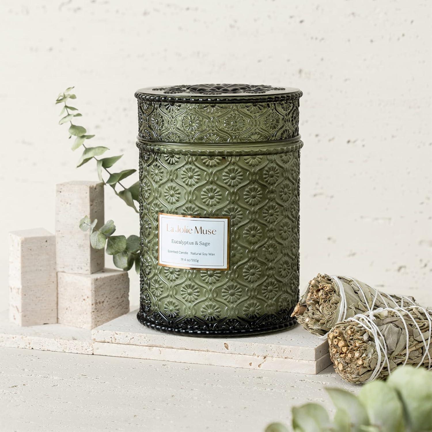 Duftkerze Eukalyptus Salbei Kerze im Glas Holzdocht 550g
