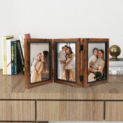 Shampsen Faltbarer Bilderrahmen Dreifach Braun 13x18 Collage Mutter Freund