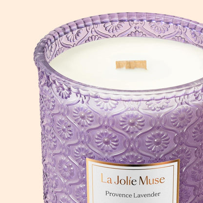 Duftkerze Lavendel Provence Holzdocht Aromatherapie 550g 90h