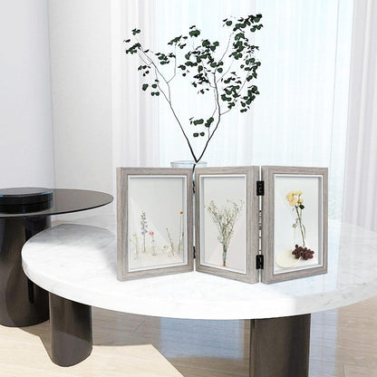 Shampsen 3 Bilderrahmen Collage Grau 13x18 Holzmaserung Faltbar Tisch Display Mutter Freund