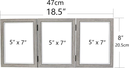 Bilderrahmen 3er Set Grau Holzmaserung 13x18 Collage Faltbarer Rahmen