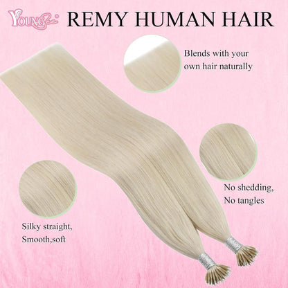 Echthaar Nano Ring Extensions Blond 60 cm – Platinblond
