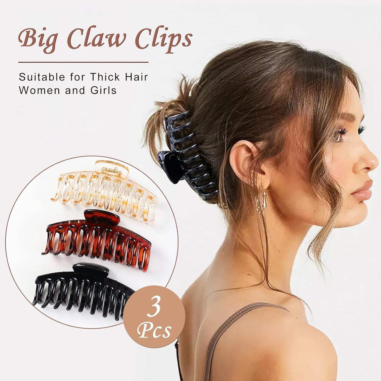Haarklammer 3 Stück 4,3 Zoll Große Haarspangen Rutschfestes Kunststoff Hairclips