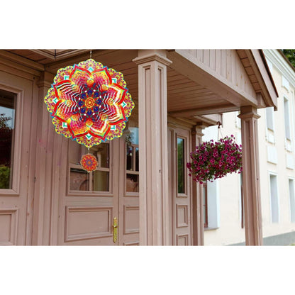 3D Edelstahl Windspiel – Kinetische Gartenkunst & Dekoration Rot