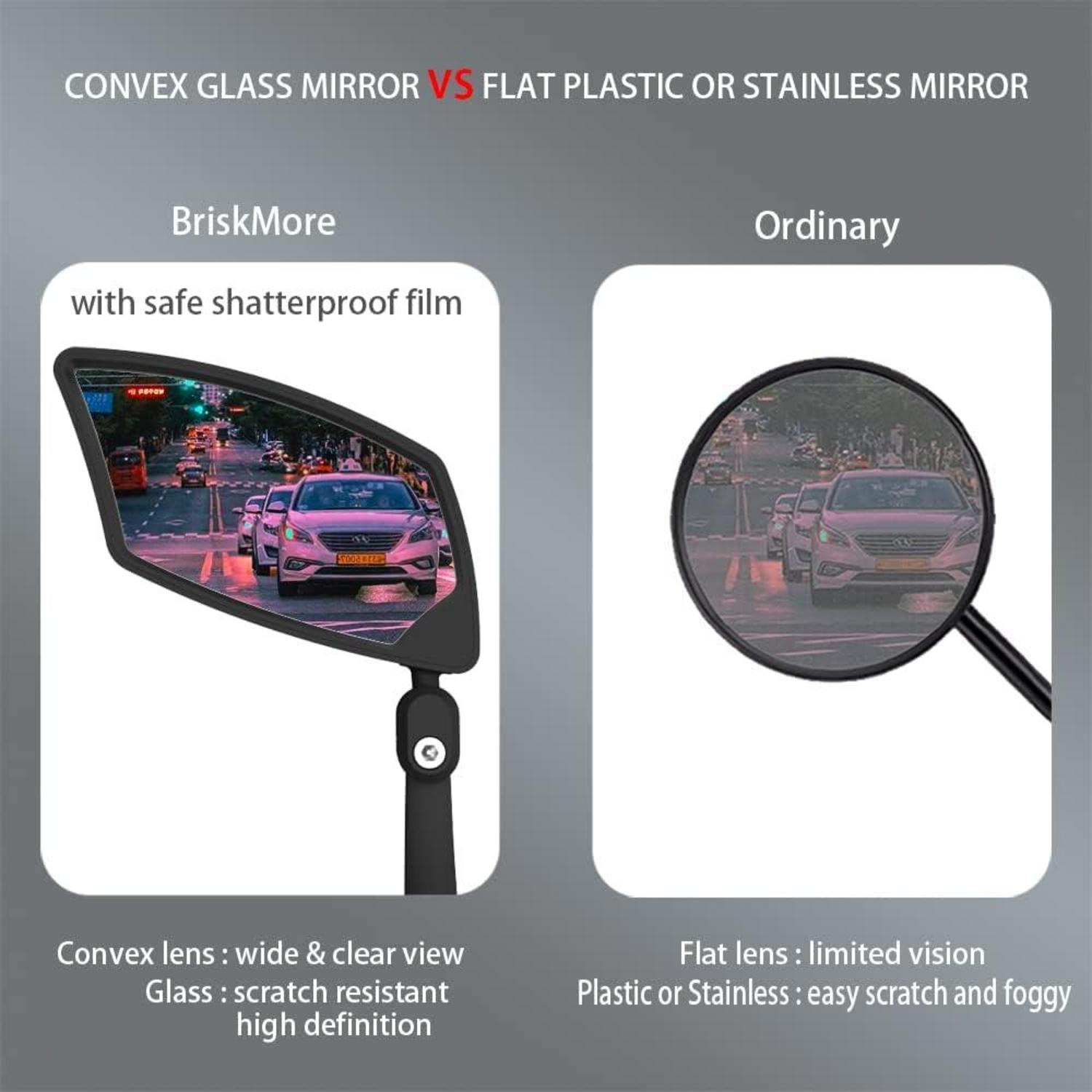 BriskMore Bar End Fahrradspiegel konvexe HD Glaslinse E-Bike Spiegelureau verwenden robuste langlebige Materialien