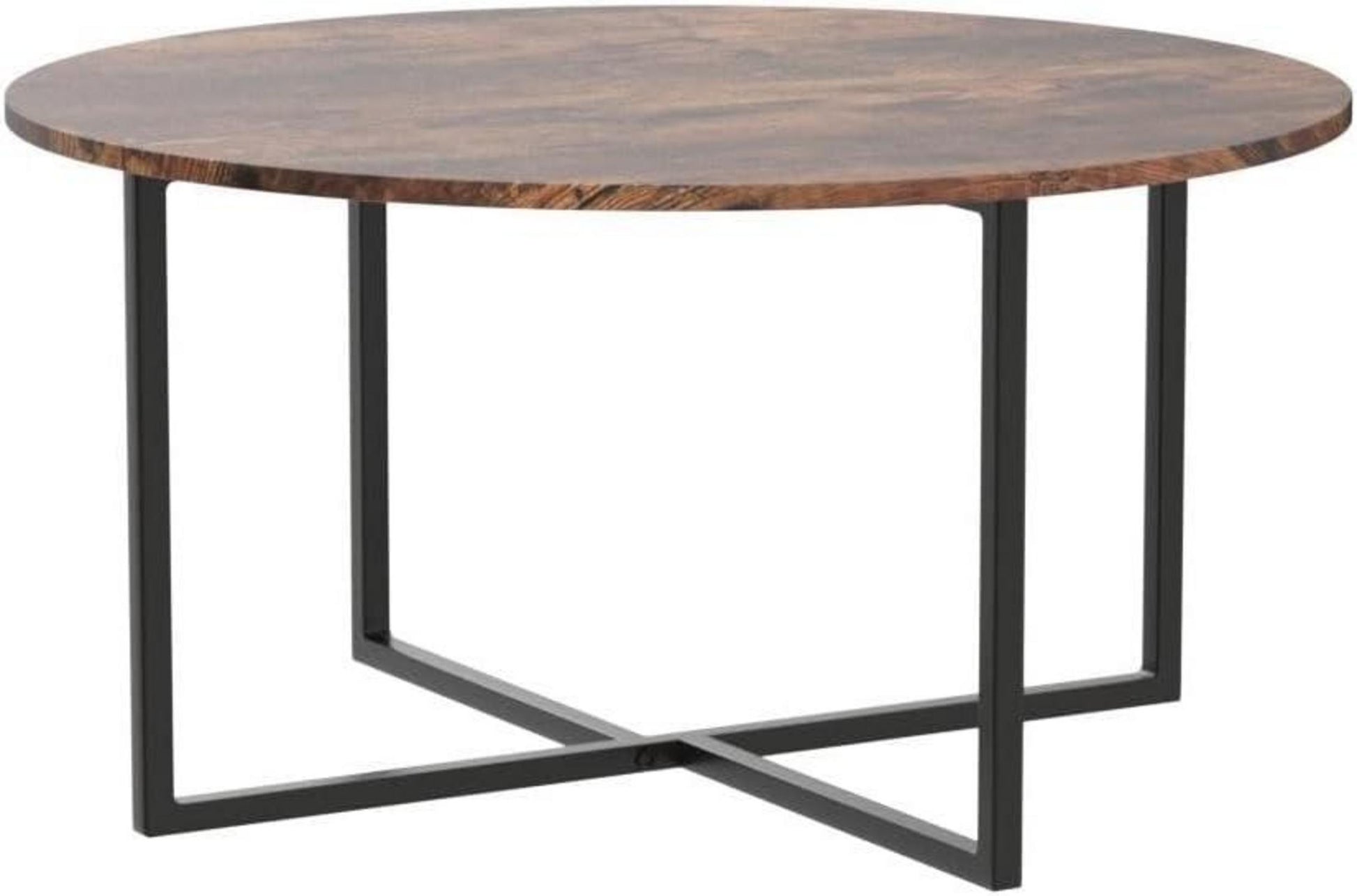 Runder Couchtisch Schwarz Metall Holz 88x44.5 cm Elegantes Design