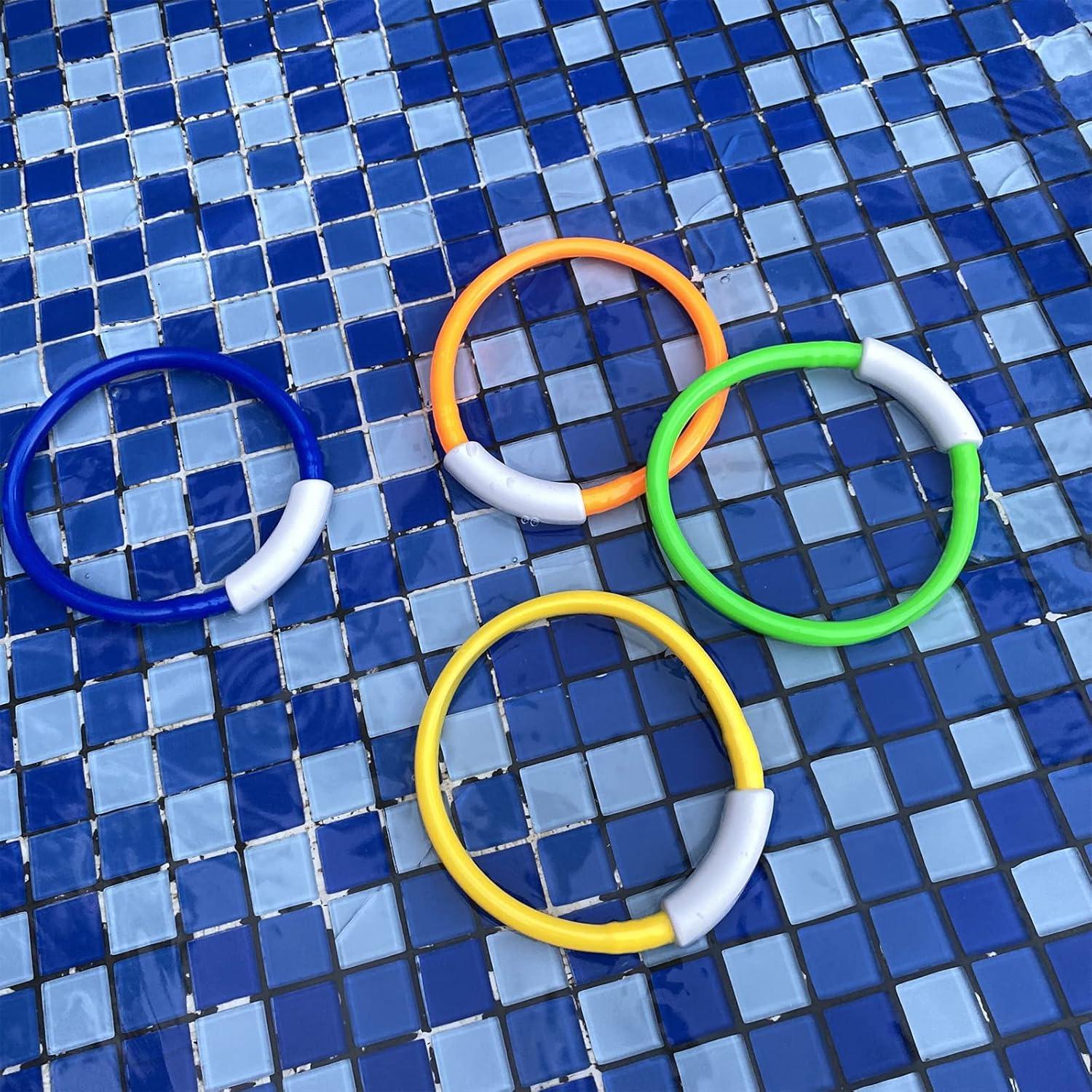 VReder Tauchspielzeug: 4 Tauchringe für Kinder, Pool & Schwimmbad