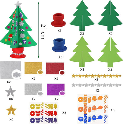 Weihnachtsbaum Bastelset für Kinder, 6 Stück Moosgummi DIY