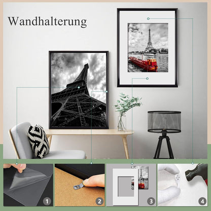 Fotorahmen Set Schwarz DIN A3 Plexi-Glas Portraitrahmen