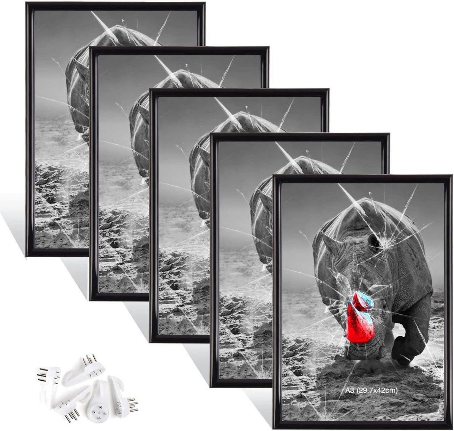 Schwarze Fotorahmen Set DIN A3 mit Plexi-Glas portraitrahmen