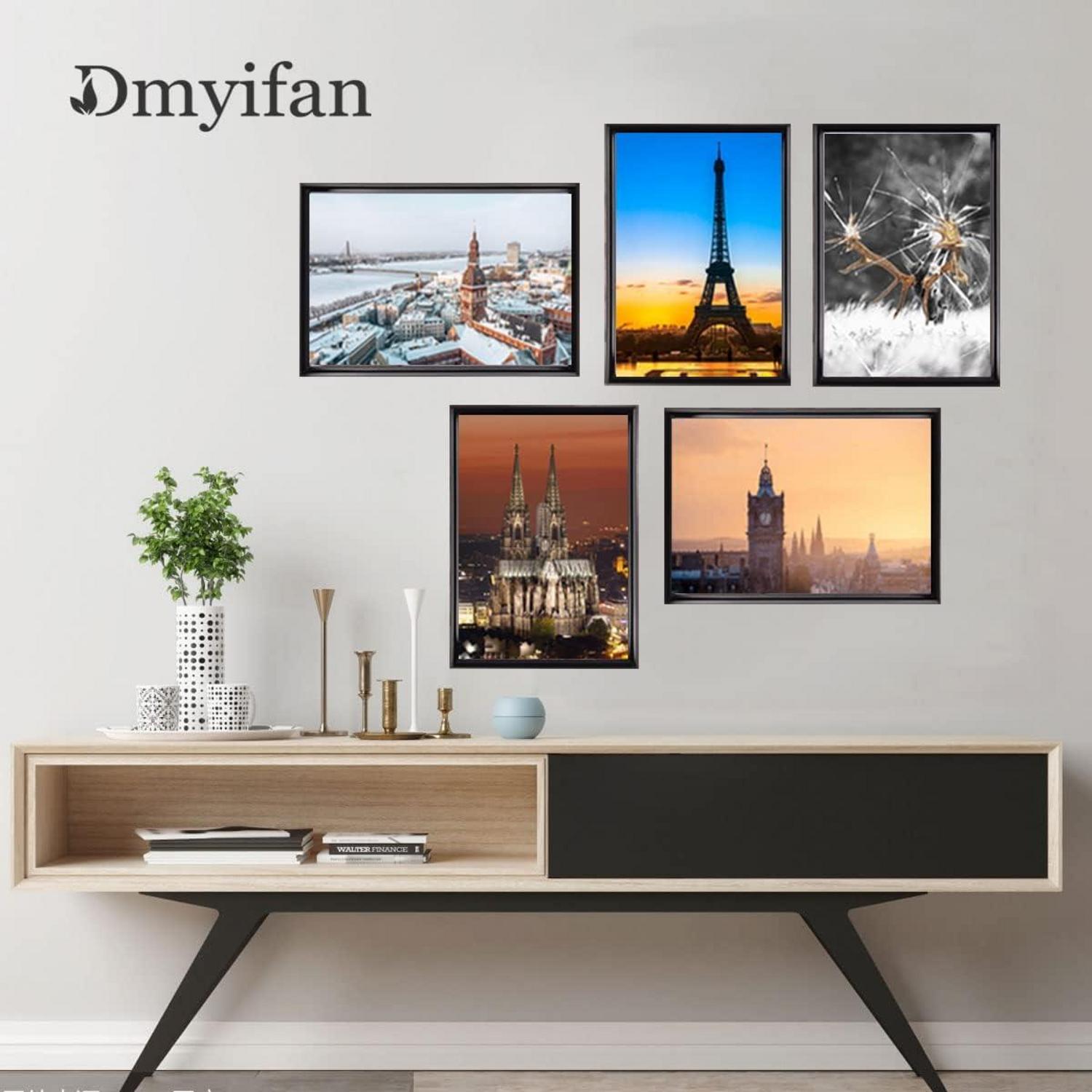 Dmyifan 5er Set Schwarz Fotorahmen Bilderrahmen A3 Plexi-Glas Portraitrahmen Hängen Wohnzimmer Schwarz A3 29 7x42 cm