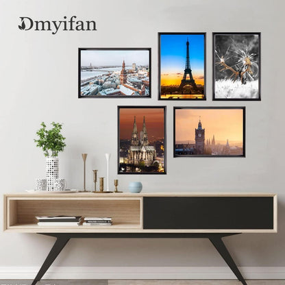 Dmyifan 5er Set Schwarz Fotorahmen Bilderrahmen A3 Plexi-Glas Portraitrahmen Hängen Wohnzimmer Schwarz A3 29 7x42 cm